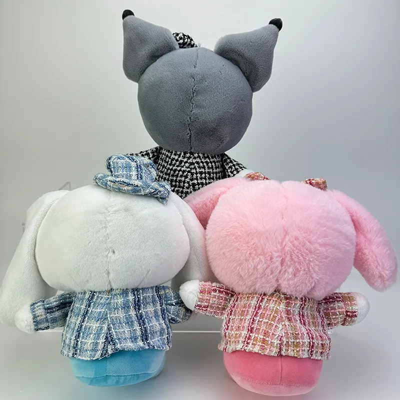 Wholesale cute plaid shirt dog plush toys children's games playmates holiday gifts room decoration