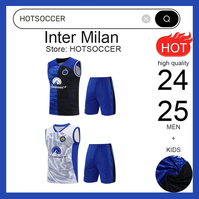 24 25 Inter Lautaro Chandal Futbol Football Milano Training Uniform 2024 2025 Milan Mäns utrustning för sportvästar och shorts