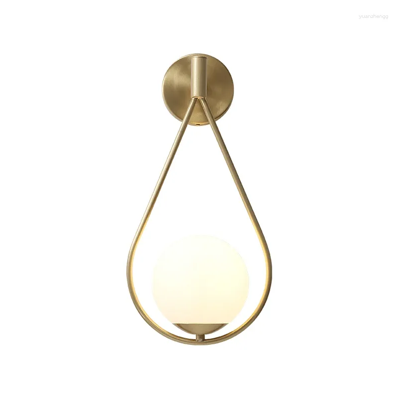 Lâmpadas de parede Nordic Modern Bedside LED Lâmpada Gota de Água Art Bronze Foyer Fundo Quarto Restaurante Corredor Sconce Iluminação Vidro