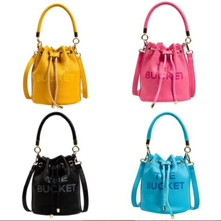 Lady Luxury The skórzana torba kubełkowa Women Men Designer Marc Tote Classic Dripstring Ramię Modna Portfel Portfet