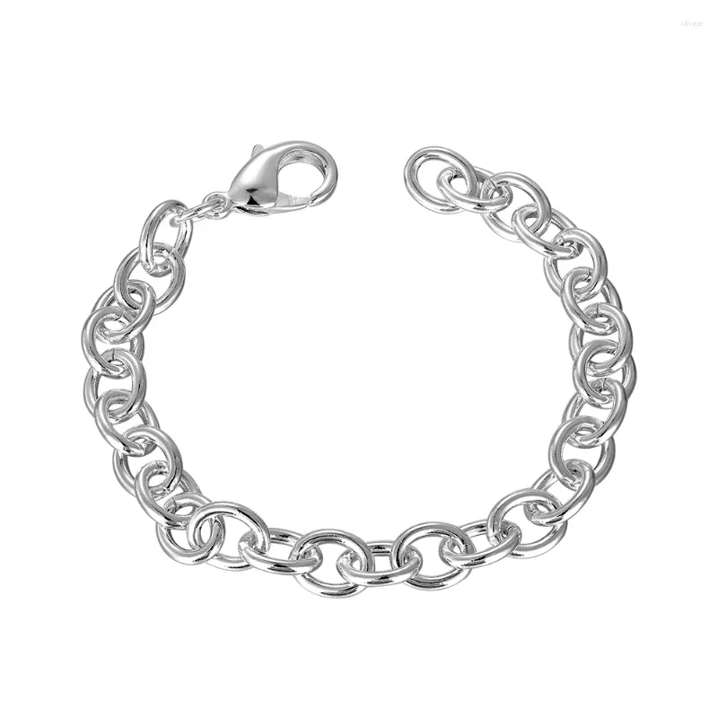 I braccialetti di collegamento all'ingrosso hanno placcato la serratura d'argento dei gamberetti dei gioielli di moda del braccialetto all'ingrosso KDH089 spesso