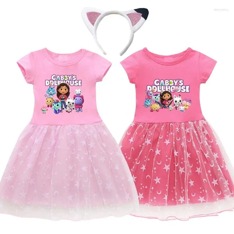 Girl Dresses Kids Cosplay Costume Gabbys Cats Dress Summer Children Gabby's Dollhouse Birthday Party Baby Girls