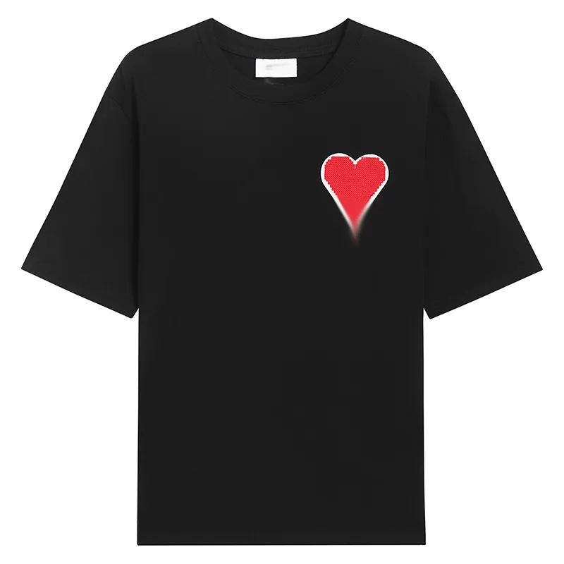 Camiseta para hombre, camiseta de París, camisa holgada clásica con bordado de corazón, camisa de manga corta para mujer