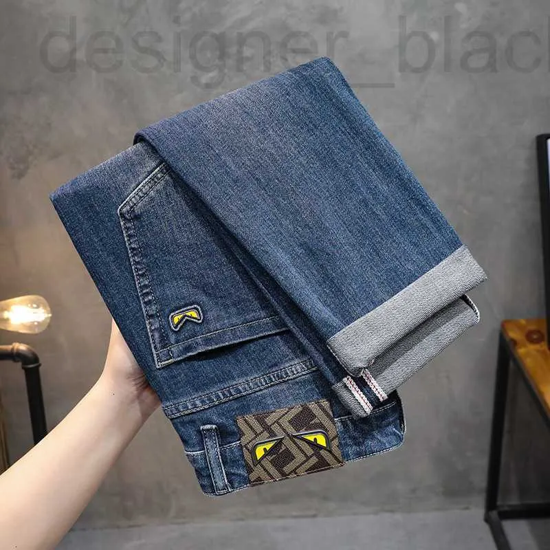 Heren Jeans Designer Merk Mode Herfst Winter Premium Wassen Blauw Elastisch Slim Fit Kleine Voet Dikke Denim Broek 28 36 38