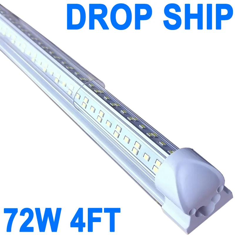 (25-Pack) 4ft LED-butiksljus fixtur, V-form 72W 7200LM 6500K (Daylight White), 4 fot, 48 '', Clear Lens T8 Integrated LED Tube, Länkbara LED-glödgarage, Workshop Crestech