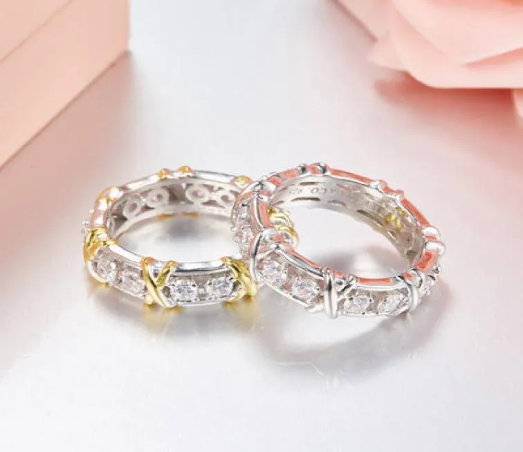 X 925 Sterling Silver Rings for Women Full Big Cubic Zirconia Crystal Finger Rings Wedding Luxury Jewelry6604259