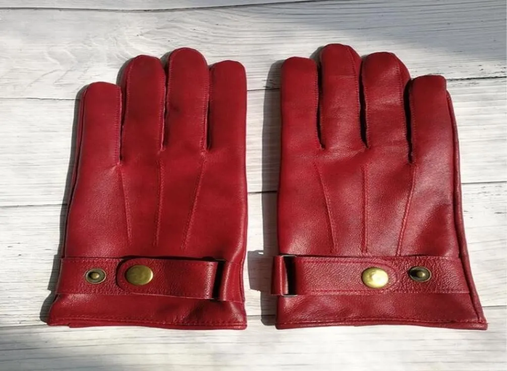 Men039s autumn winter natural leather thicken warm fleece lining glove male genuine leather winter outdoor driving glove R2239 5577180