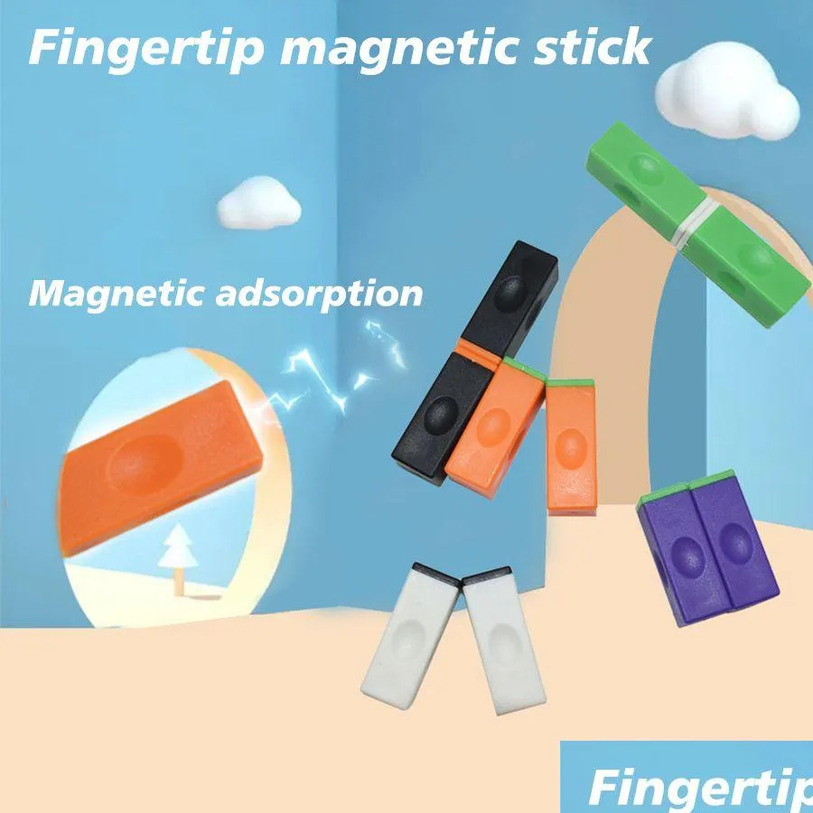 Zabawa dekompresyjna 2022 Fidget Toys Spinner zmartwienie cegieł palca pręt magnetyczny odporność na obracanie magnesu żyroskopowego palca dla dzieci adt dr dhznw