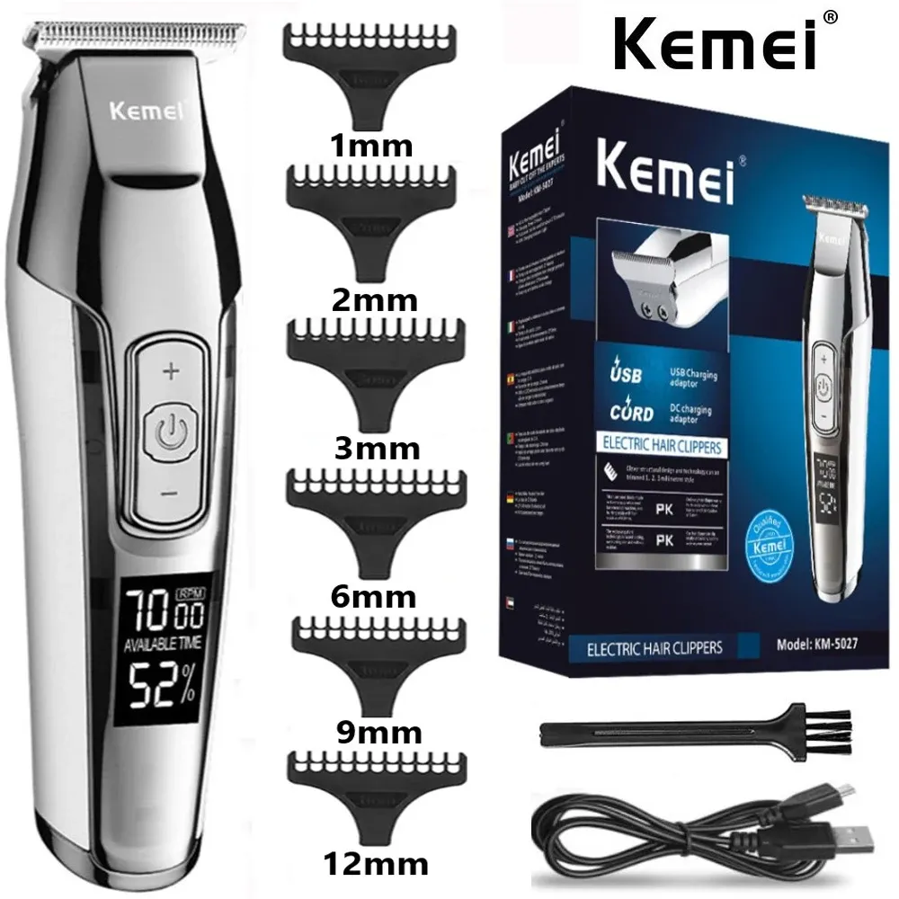 Trimmer Professional Hair Clipper Bart Trimmer für Männer verstellbare Geschwindigkeit LED Digitale Schnitzclippers Elektrische Rasiermesser KM5027