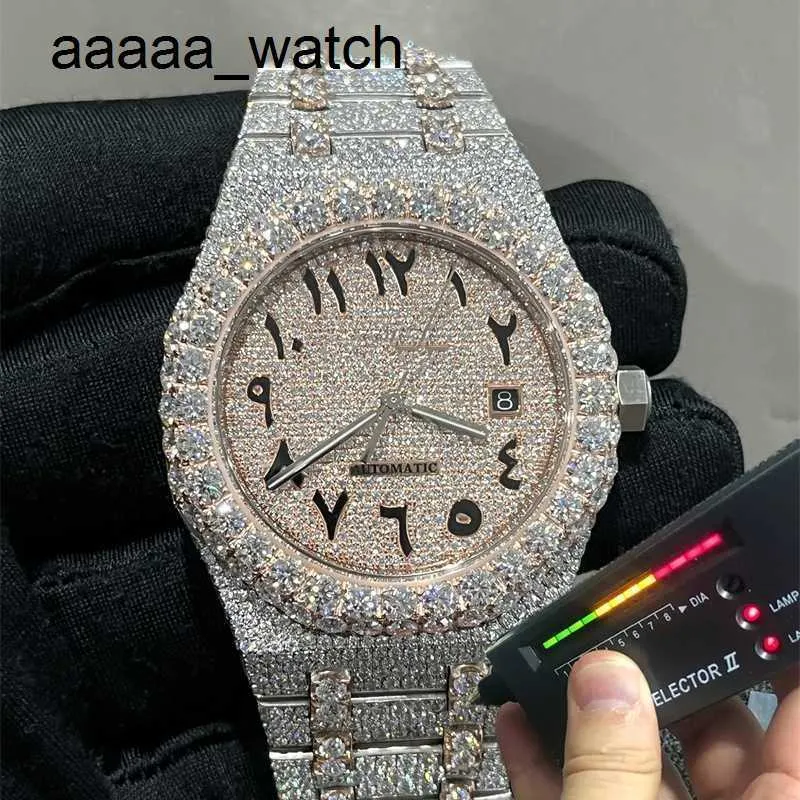 Diamonds AP Hand Limited Sale Watch Inkrustowane niestandardowe moissanite luksusowy pełny zegarek ETA Pudełko i papier