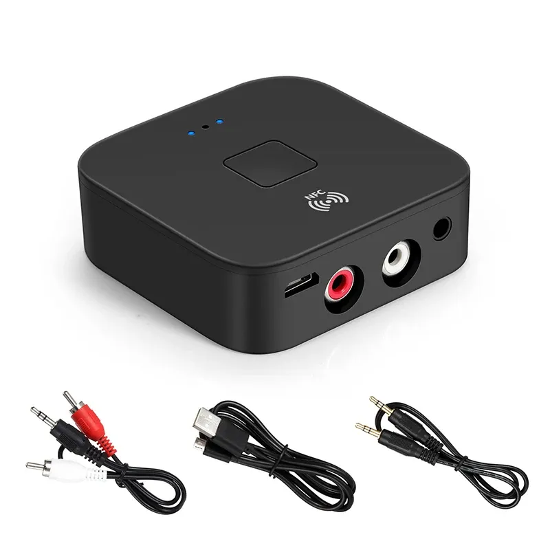 Altoparlanti NFC Ricevitore audio compatibile Bluetooth 5.0 3,5 mm AUX 2RCA Adattatore musicale Hifi stereo per kit per auto Altoparlante domestico Dongle ON/OFF automatico