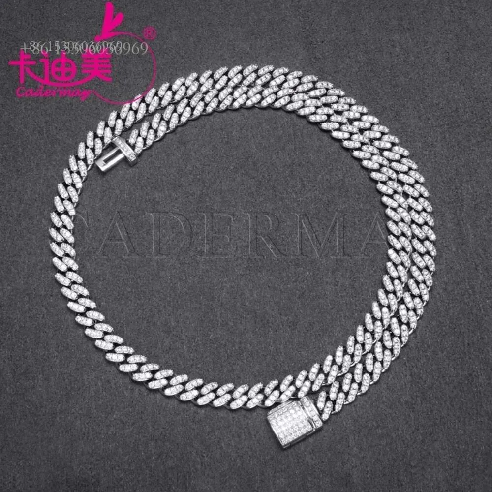 Cadermay Sier 6mm Single Row Necklace Hiphop Moissanite Iced Out Cuban Link Chain Gifts