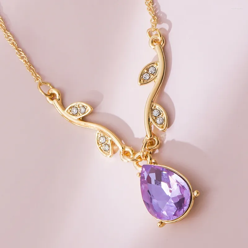 Pendant Necklaces Catuni Ro's Island Princess Necklace Luxury Purple Crystal Zircon Sweet Chic Jewelry For Women Girls Cosplay