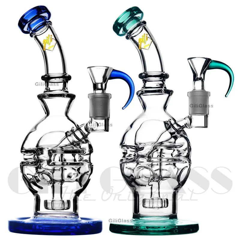 9 pouces Faberge Fab Egg Hookahs Verre Bongs Swiss Perc Recycler Tuyaux d'eau 14,4 mm Joint Oil Rig Pomme de douche Percolateur Dab Rigs Free Ship