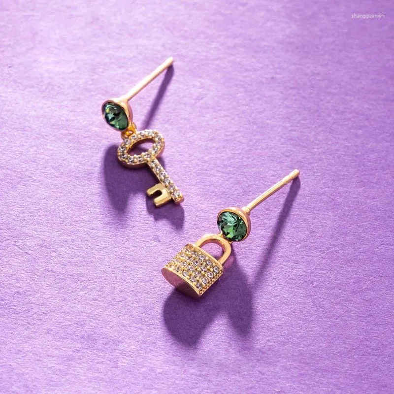 Dangle Oorbellen 11.11 Klein Slot En Sleutel Studs Gemaakt Met Oostenrijks Kristal Voor Meisje Vrouwen Stud Oorbellen Dagelijks Bijoux Kerstcadeau