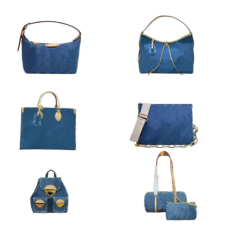 Дизайнерская джинсовая сумка Винтажные женщины пересекают роскошные сумочки, тотальница для бродяги для плеча с коллекцией джинсовая коллекция рюкзак