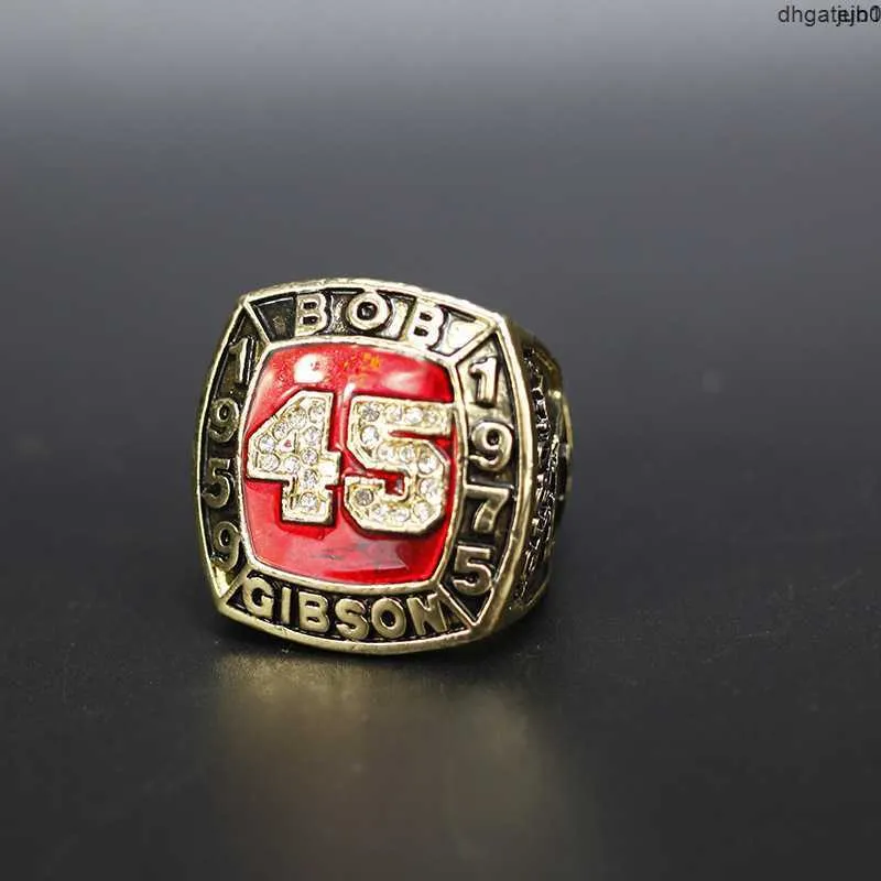 Y2ge Designer Bague commémorative Anneaux Mlb Hall of Fame Championship Ring 1959 1975 Star Bob Gibson Front 45 Numéros 59sm