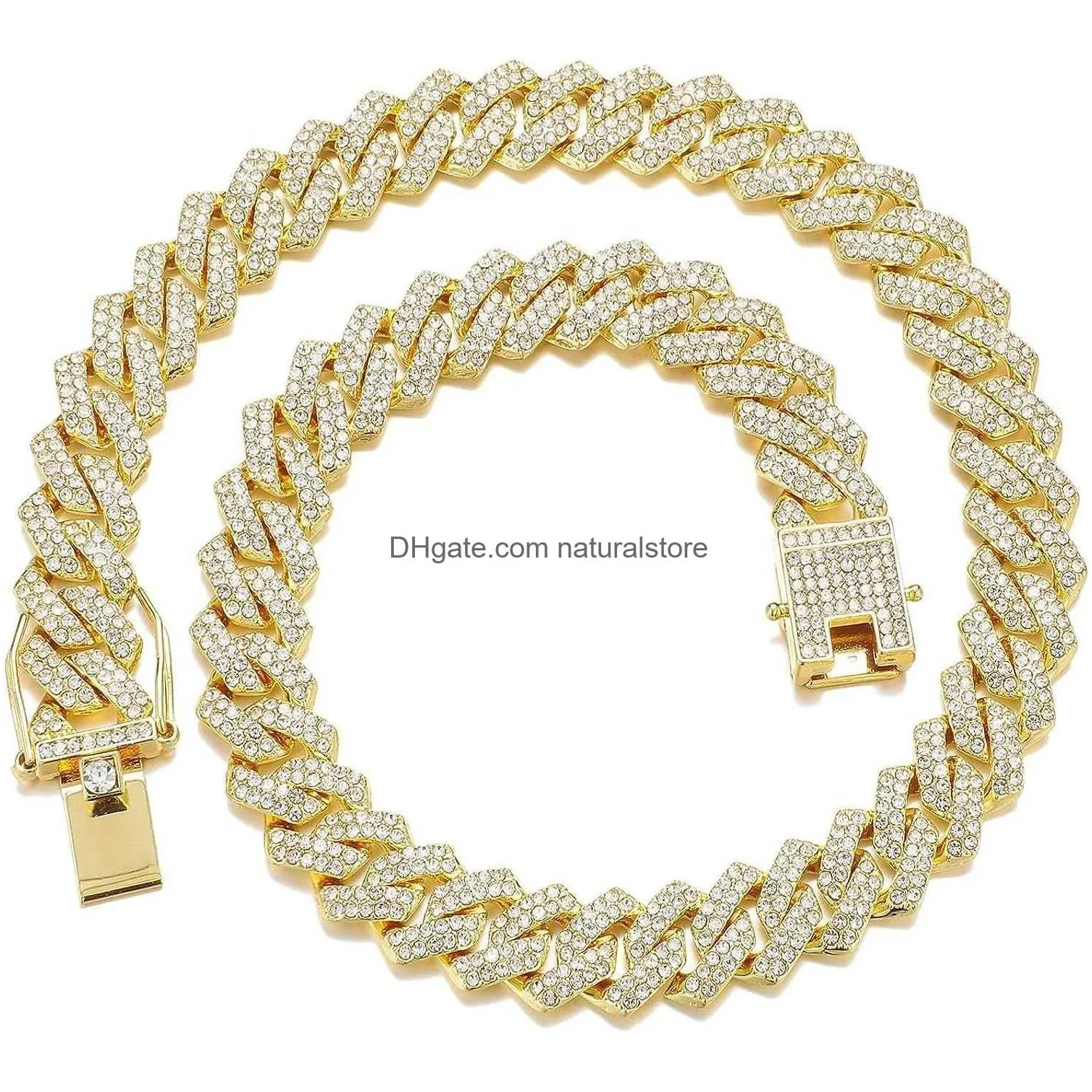 Colares Pingente Saintda Mens Cuban Link Chain Iced Out Sier / Gold / Rose Gold Miami Colar Bling Diamond Hip Hop Jóias com presente Bo Dh6Bu