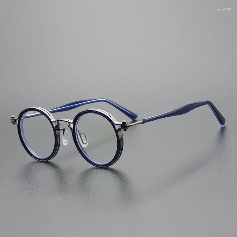 Montature per occhiali da sole Montature per occhiali classici retrò Montatura per occhiali da uomo di alta qualità Designer in acetato Occhiali da vista rotondi Miopia Lettura da donna Personalizzati