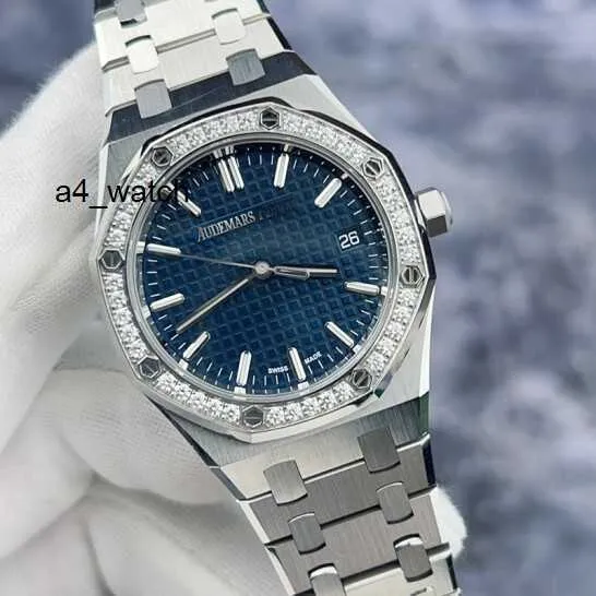 人気のリストウォッチコレクション腕時計APウォッチロイヤルオークシリーズ77451stブループレートオリジナルダイヤモンドセットスチールレディースウォッチ50周年記念記念34mm