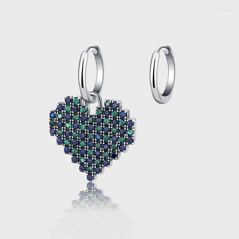 Dangle Earrings XSL JIAMEI S925 Sterling Silver Anti-Allergy Micro Inset Zircon Color Diamond Love Pendant Ear Circle Valentine's Day Gift