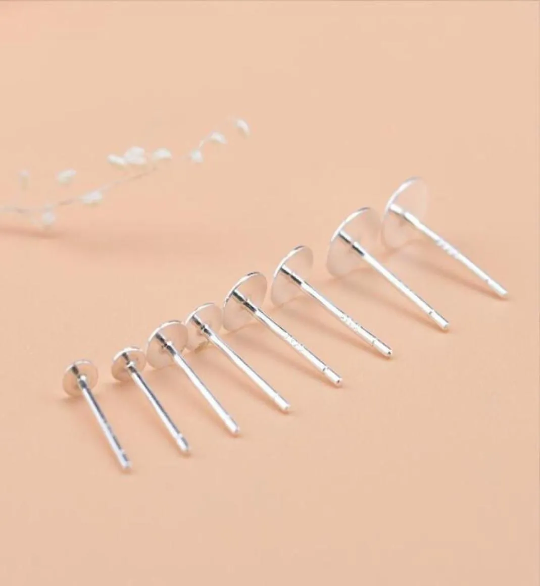 Stud Silver 925 Earring Base Post Pins With Backs 4 5 6 8mm Cabochon Settings For Jewelry MakingStud7040878