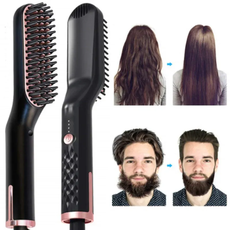 Guitar Electric Hair Comb Brush Beard Starten Multifunktionellt hårrätning Kam Hår Curler Antiscaling Quick Beard Styler