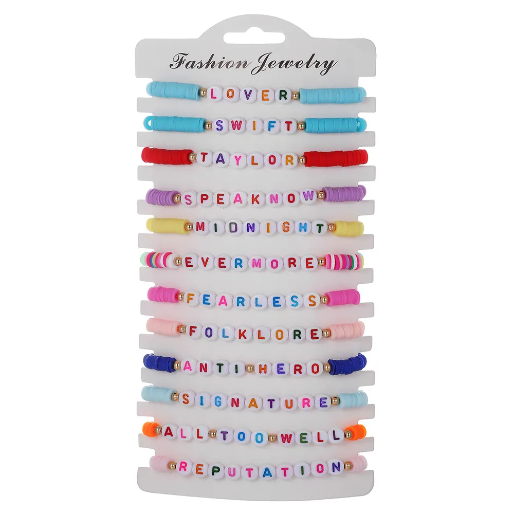 Taylor Friendship Bracelets Set TS Album Zachęcanie Bransoletki Charm 1989 Reputacji Eras inspirowane literą ryż gliniane koraliki biżuterii Prezent dla dziewcząt miłośników muzyki fani