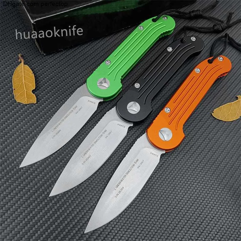 LUDT Micro 135 AUTO Folding Knife Stonewashed Plain Blade Aluminum Handles Outdoor Tactical Automatic Knife Everyday Carry Defense Hunting Camping Tools 3300 4850