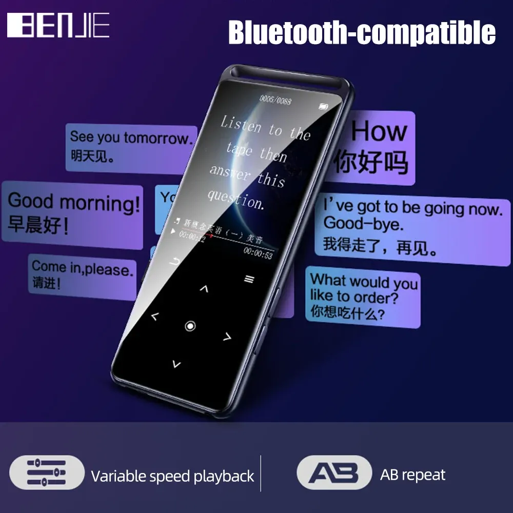 Player BENJIE Mini Sport Music MP3 Player With Bluetooth 5.0 HiFi Portable Audio Walkman FM Radio EBook Voice Recorder TF Card Player