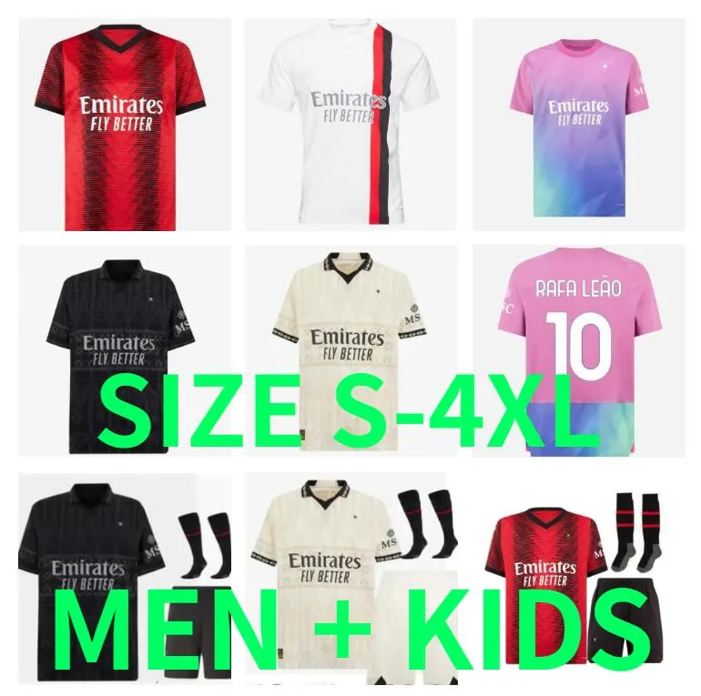 23 24 AC Giroud Pulisic Rafa Leao Milans Soccer Counbeys Shirt 2023 2024 Tonali Camiseta de Futbol Theo Koche Loftus-Keek Reijnders Bennacer Men Kids Kids