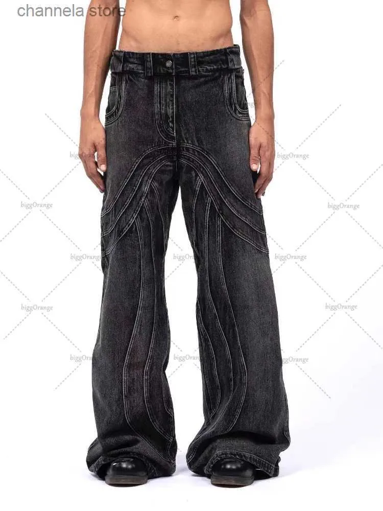 Herren Jeans Y2K Punk Hip Hop Jeans Lose gewaschene Kleidung Männer Bodenwischhose Männer Frauen 2023 Streetwear Küste Arbeitskleidung Ripped Style T240227