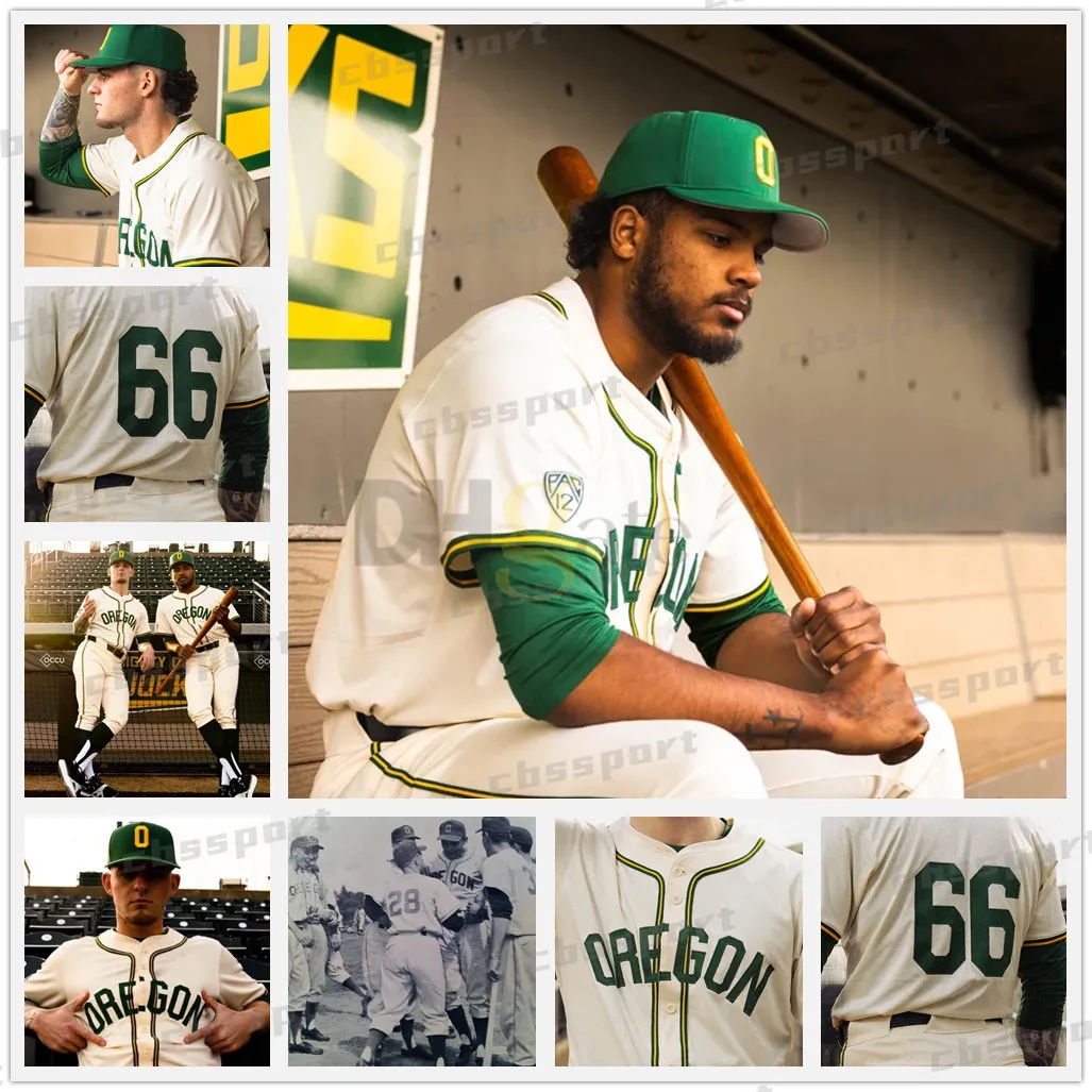 Oregon Ducks 1954 Throwback Baseball -Trikotuniformen benutzerdefinierte Name einer beliebigen Nummer All