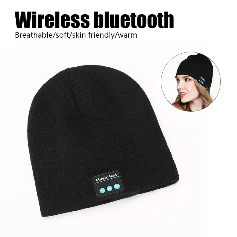 Hoparlörler Kablosuz Bluetooth Kulaklıklar Beanie Hat Kış Spor Müzik Kapağı Kulaklığı Xiaomi Huawei Redmi iPhone için mikrofon hoparlör