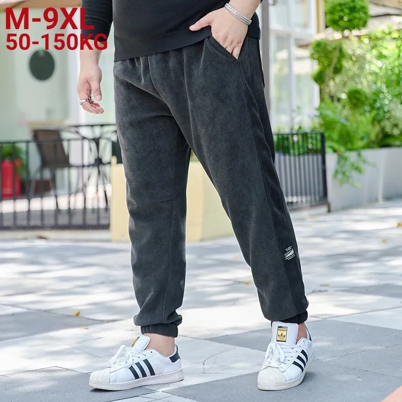 Grote Maat 9xl 8xl Mannen Corduroy Joggingbroek Joggers Warme Dikke Hoge Kwaliteit Streetwear Harembroek Winter Merk Jogger Broek 240220