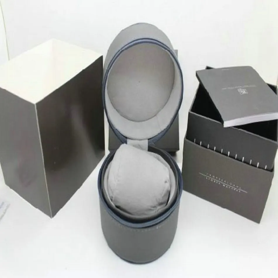 Verkaufe hochwertige neue luxuriöse runde Lederboxen Tag he-uer graue Geschenkbox Herrenuhrenboxen180Z