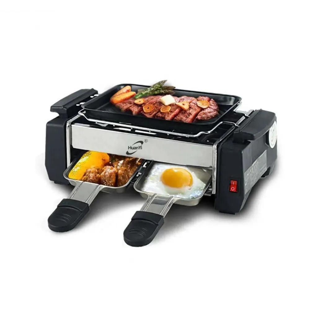 Hushåll Electric Grill Smokefree Nonstick Family Barbecue Raclette Griddle 240223