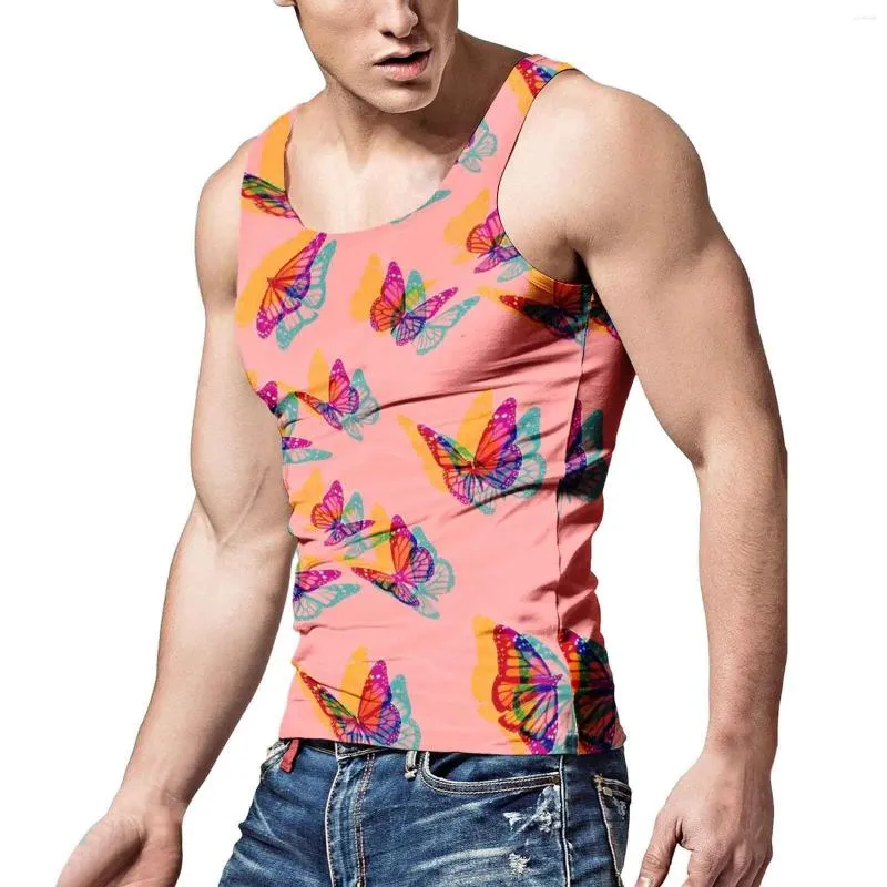 Tobs de débardeur masculine pour hommes Summer Carnival Rainbow Gilet avec personnalité unique sans restriction et enthousiaste Festival 3D Men imprimé t-shirt