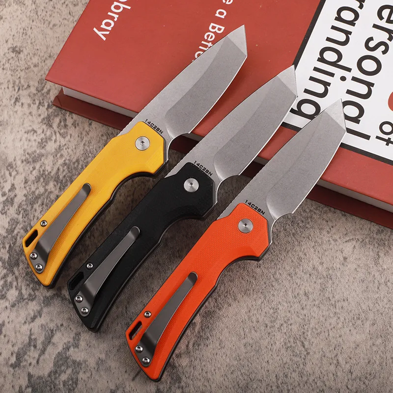 Offerta speciale A2267 Coltello Flipper di fascia alta 14C28N Stone Wash Tanto Point Lama CNC G10 Maniglia Cuscinetto a sfere Coltelli tascabili EDC aperti rapidamente