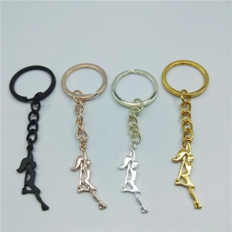 Keychains Trendy Pole Dancer Key Chains Strip Gift för Bachelorette Party Women Keyring Figure Jewellery289a