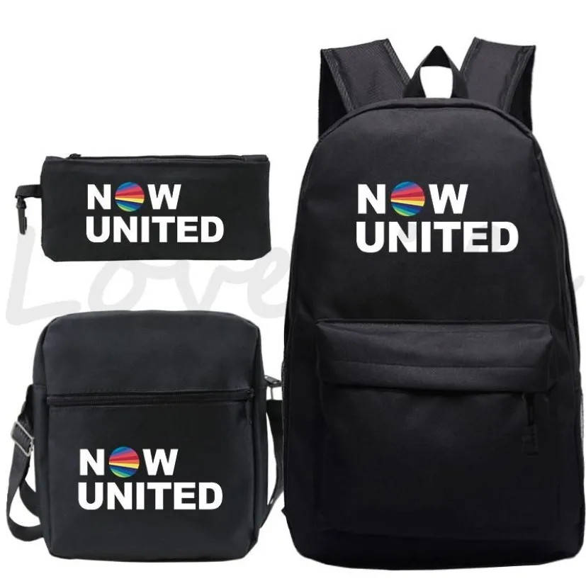 Рюкзак Mochila Now United с принтами, комплект из 3 предметов, рюкзак для подростков, сумка для книг для девочек и мальчиков, школьные сумки, дорожный рюкзак, ежедневный рюкзак207H