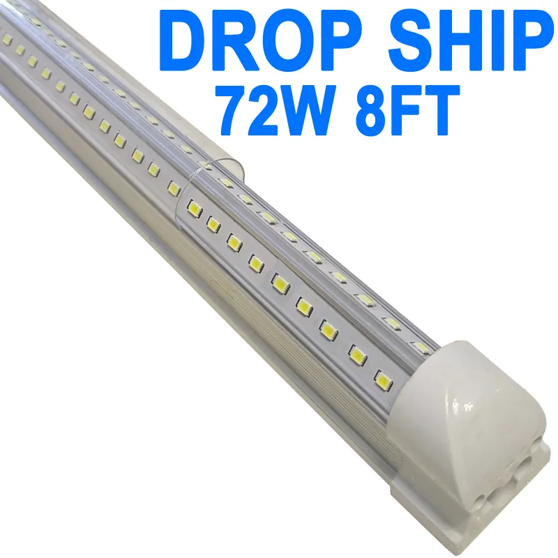 72W 8FT LED-Ladenleuchte, 7200lm 6500K Superhelles Weiß, verknüpfbare Deckenleuchte, V-förmige integrierte T8-LED-Röhrenleuchte für Werkbankschrank USA LAGER crestech