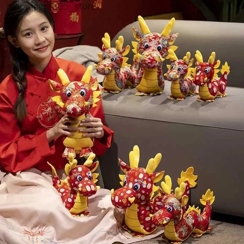 Plush Dolls 25cm New Year New Dragon Zodiac Plush Toy Dragon Dragon Dragon Dragon Dragon Dragon Dragon Q240227