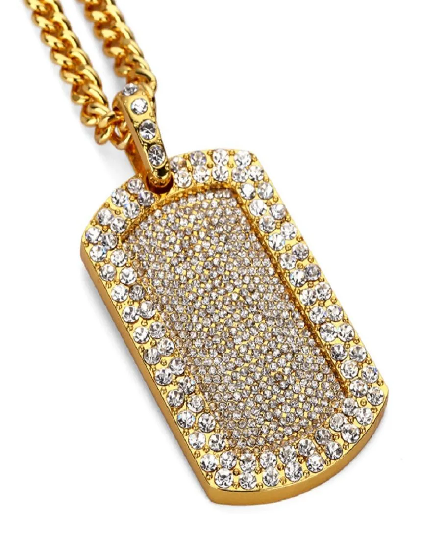 Moda Hip Hop Designer di gioielli da uomo Collana con ciondolo ghiacciato con strass pieno placcato oro 18k Cane argento a catena lunga Punk Rock Collane da uomo1862143