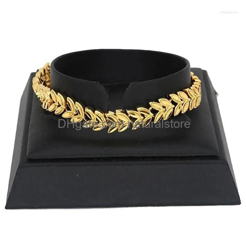 Chain Link Bracelets Dubai 24K Jewelry Cuban Chain Bangle Gold Color Various Shapes Bracelet For Men And Women African Hiphop Jewelle Dhorj