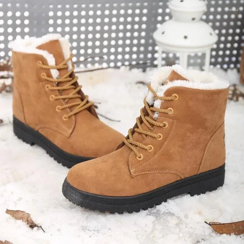 Bottes mode neige imperméable en peluche chaud antidérapant pour femme chaussures bottine décontracté femmes hiver
