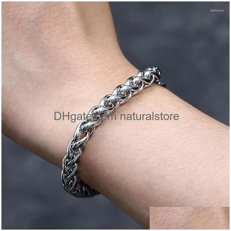 Cadena de eslabones de cadena 20 cm Pulseras de acero inoxidable sólido para hombres y mujeres Metal Punk Pulsera casual Uni Curb Cuban Kent22 Drop Entregar Dhlgk