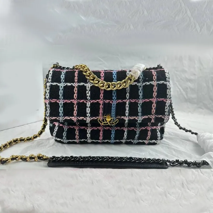 TOTE TOAK Projektant 30 cm 26 cm Tweed Bag Women łańcuchowe torby na ramię 19 pikowana torebka torebka torebka Paris marka Fashion Flap Cl278O
