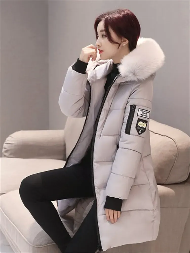 Women`s Down Parkas Fashionable Hooded Down Jacket Warm Winterwear Elegant Ladies` Puffer Coat Outerwear Winter Jacket Classy Hooded