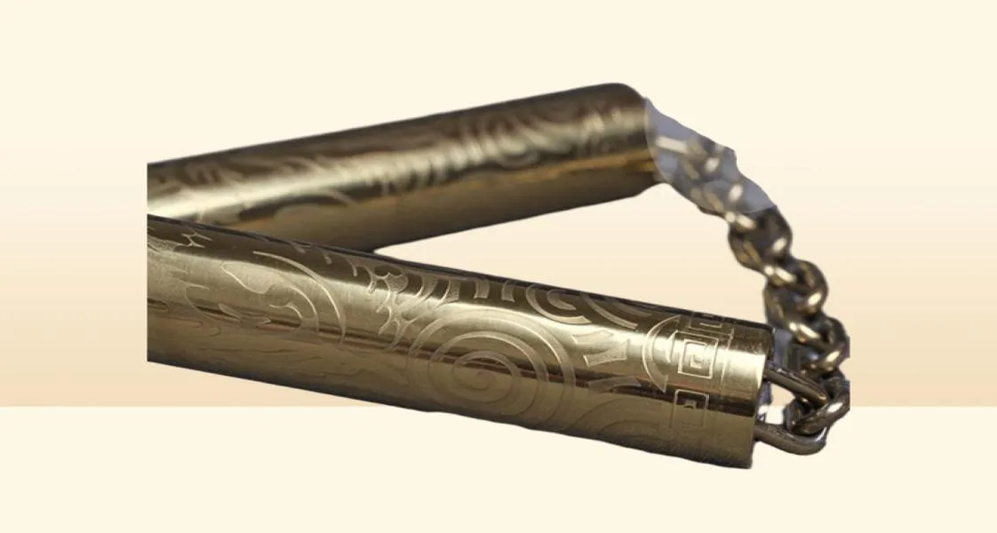 WHOLENONSLIP القتال الفعلي Nunchakus Stainless Steel Rilievo Dragon الأوردة Nunchakus للياقة البدنية الفنون الدفاع عن النفس DHL Factory4264328